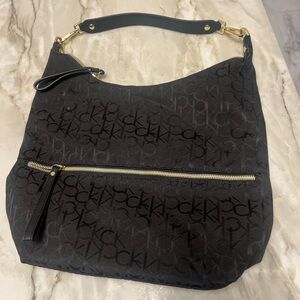 Calvin Klein Black Monogram Hobo Bag